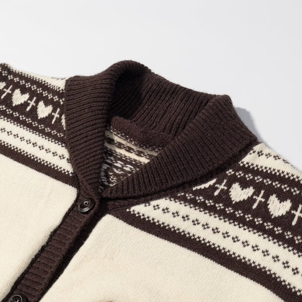 Abrigo de Punto Vintage con Estampado