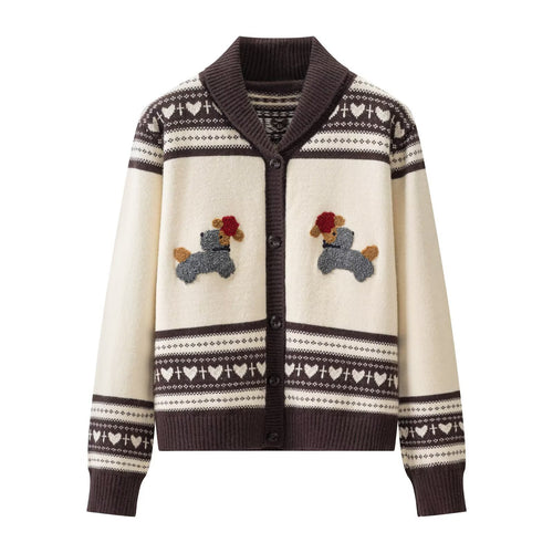 Abrigo de Punto Vintage con Estampado