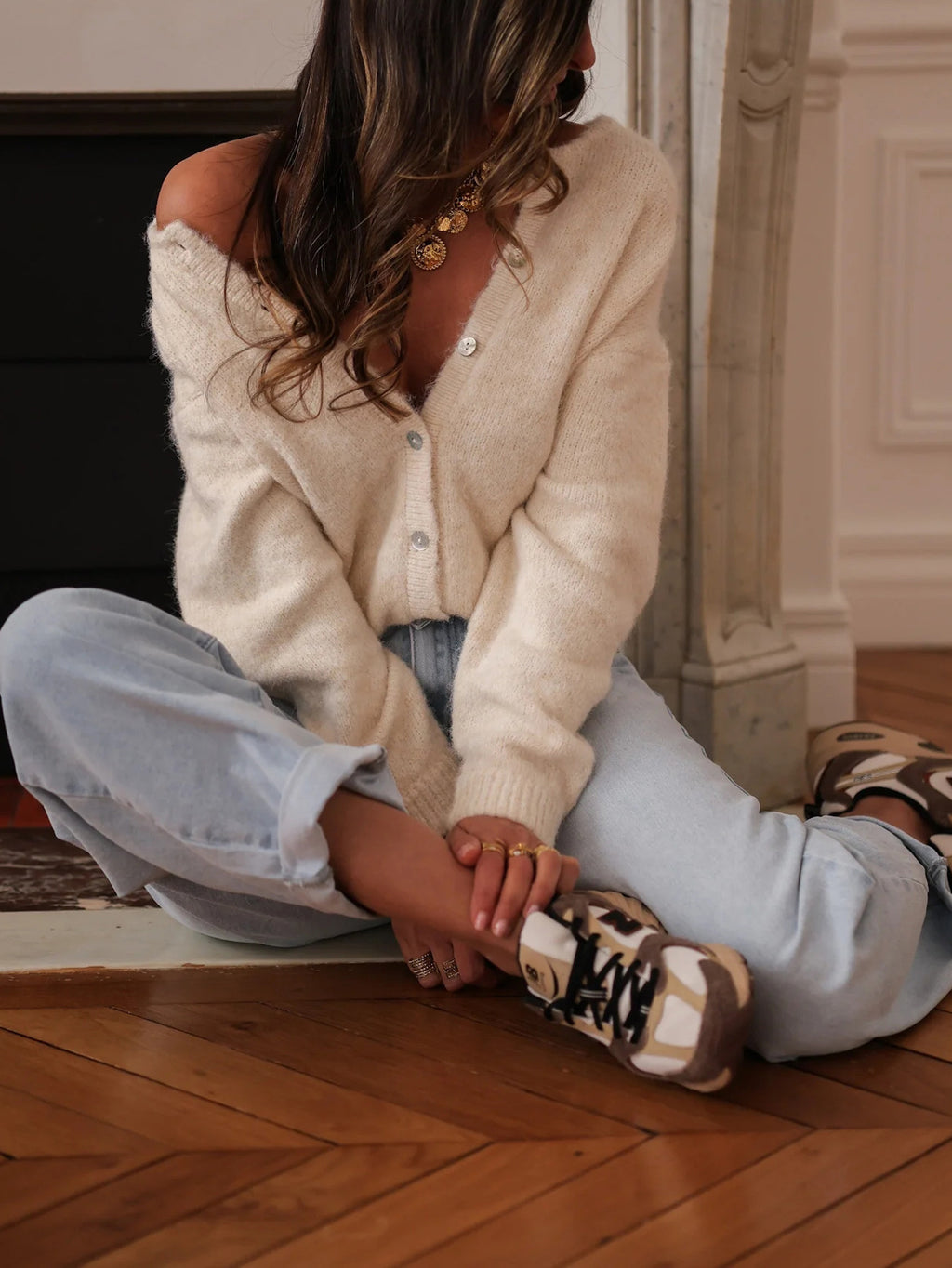 Cárdigan de Punto para Mujer, Casual Holgado con Cuello Redondo, Botones y Manga Larga