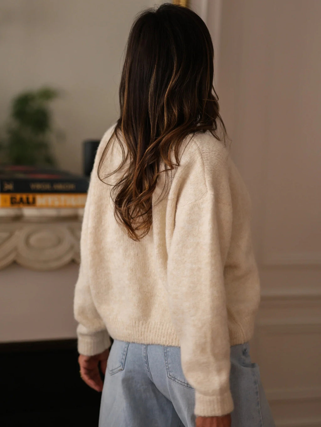 Cárdigan de Punto para Mujer, Casual Holgado con Cuello Redondo, Botones y Manga Larga